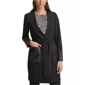 Calvin Klein Black Wrap Cardigan with faux Leather Details 16W